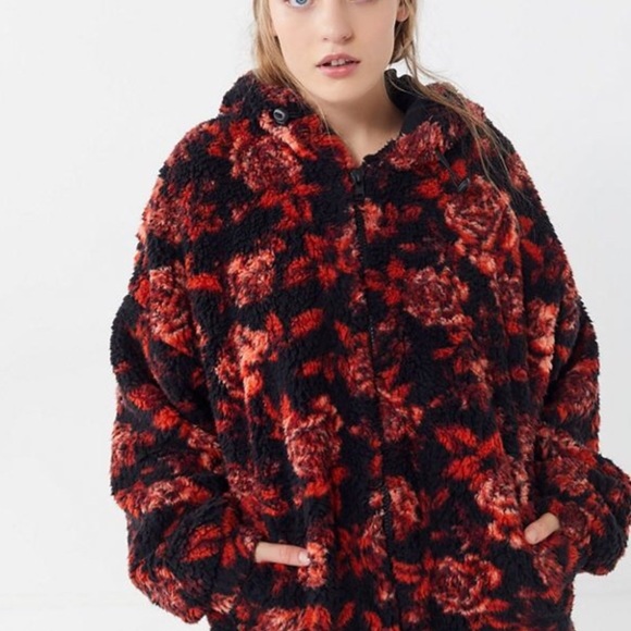 wilma hooded zip front teddy jacket